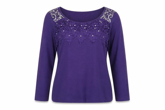 Womens UK Size 12 Together Purple Jersey T-Shirt