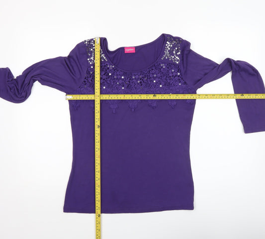 Womens UK Size 12 Together Purple Jersey T-Shirt