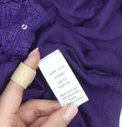 Womens UK Size 12 Together Purple Jersey T-Shirt