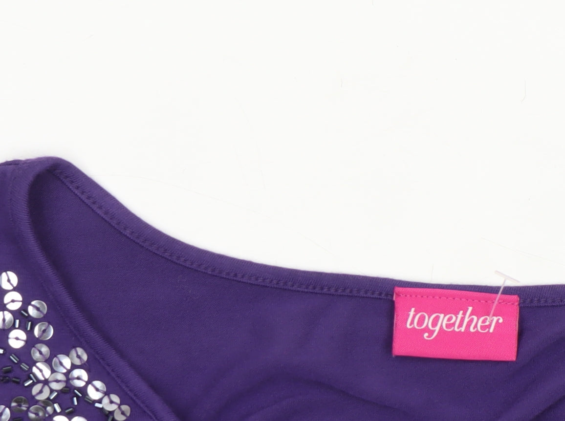 Womens UK Size 12 Together Purple Jersey T-Shirt