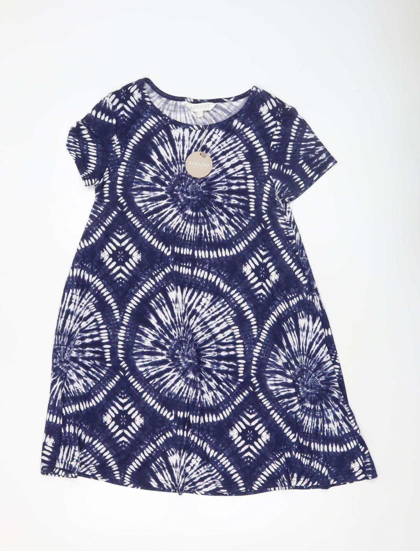 Apricot Women Blue Tie Dye T-Shirt Dress Size 10 Short Sleeve