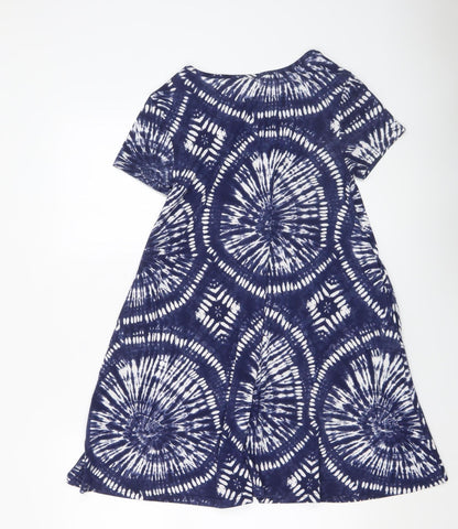 Apricot Women Blue Tie Dye T-Shirt Dress Size 10 Short Sleeve