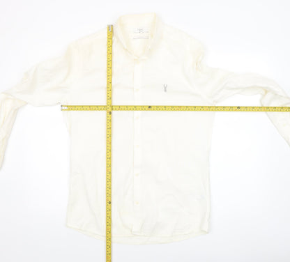 Next Men Ivory Slim Fit Cotton Stretch Long Sleeve Button-Up Shirt M