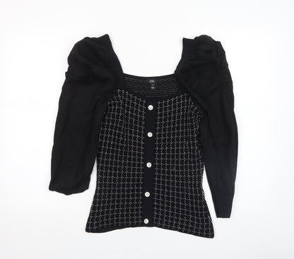 Womens UK Size 10 River Island Black Cropped Blouse