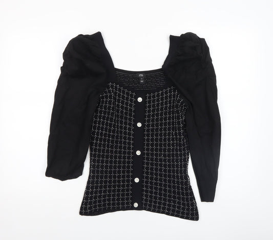 Womens UK Size 10 River Island Black Cropped Blouse