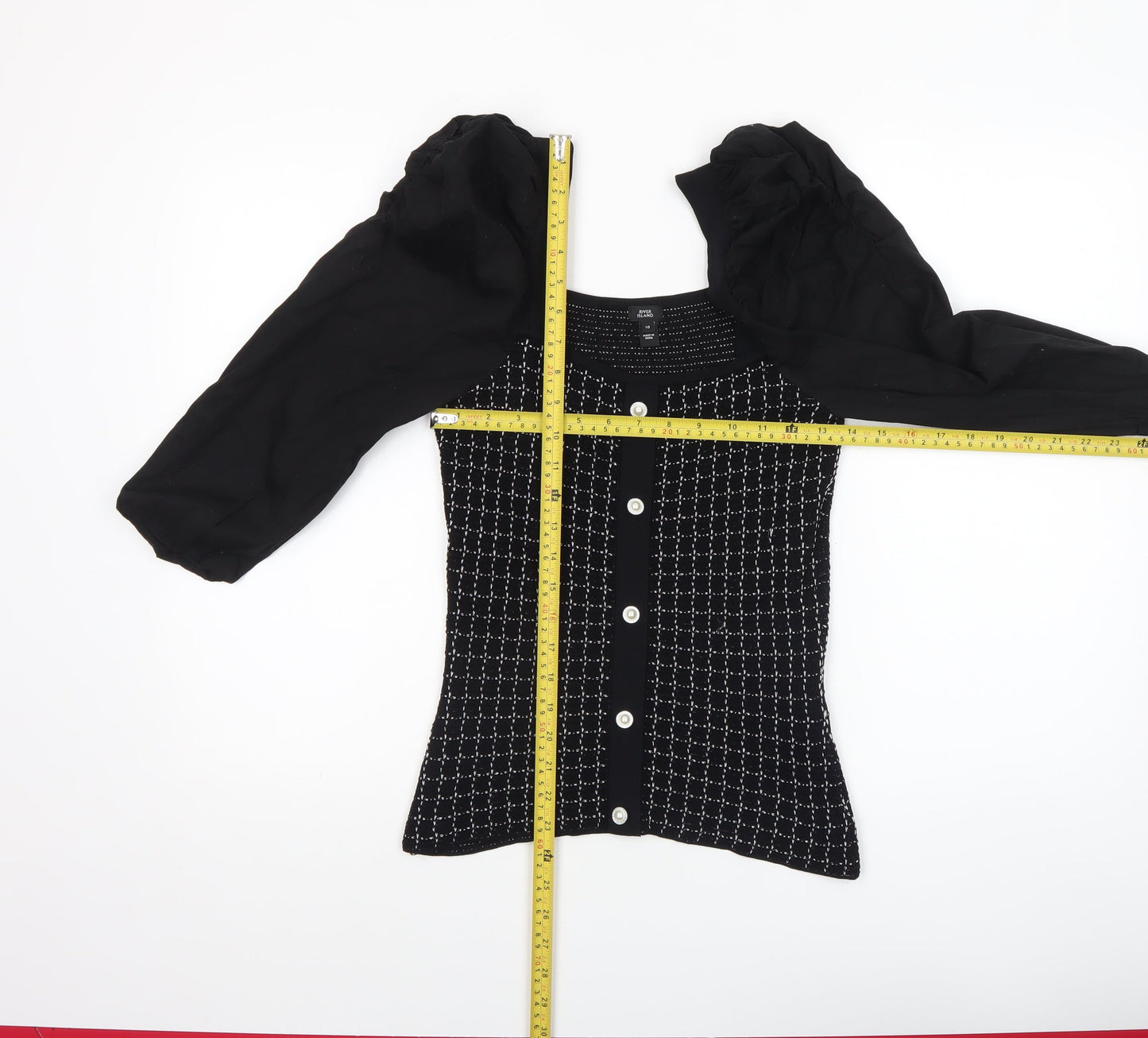 Womens UK Size 10 River Island Black Cropped Blouse