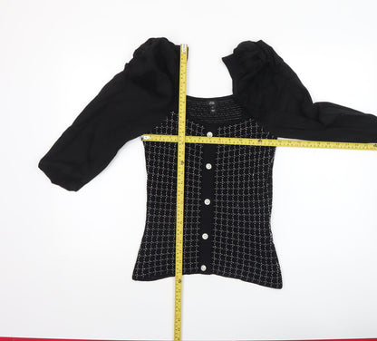 Womens UK Size 10 River Island Black Cropped Blouse