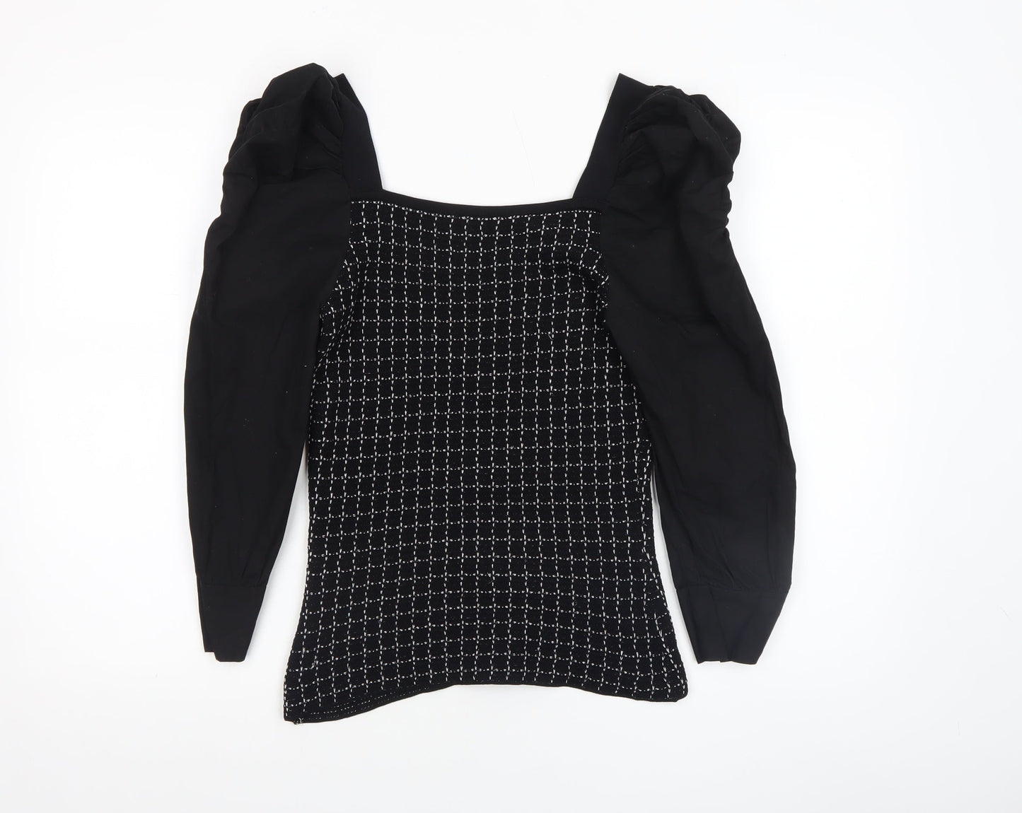 Womens UK Size 10 River Island Black Cropped Blouse