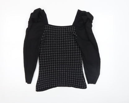 Womens UK Size 10 River Island Black Cropped Blouse