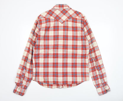 Hollister Men’s Red Plaid Long Sleeve Cotton Button-Up Shirt L