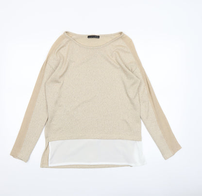 Womens UK Size S Zara Beige Tunic Blouse