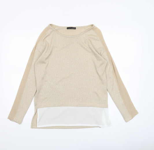 Womens UK Size S Zara Beige Tunic Blouse