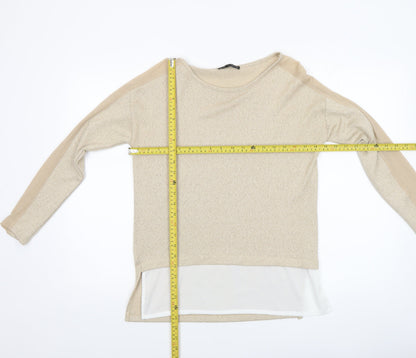 Womens UK Size S Zara Beige Tunic Blouse