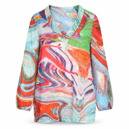 Womens UK Size 10 Nathalie Chaize Multicoloured Tunic Blouse