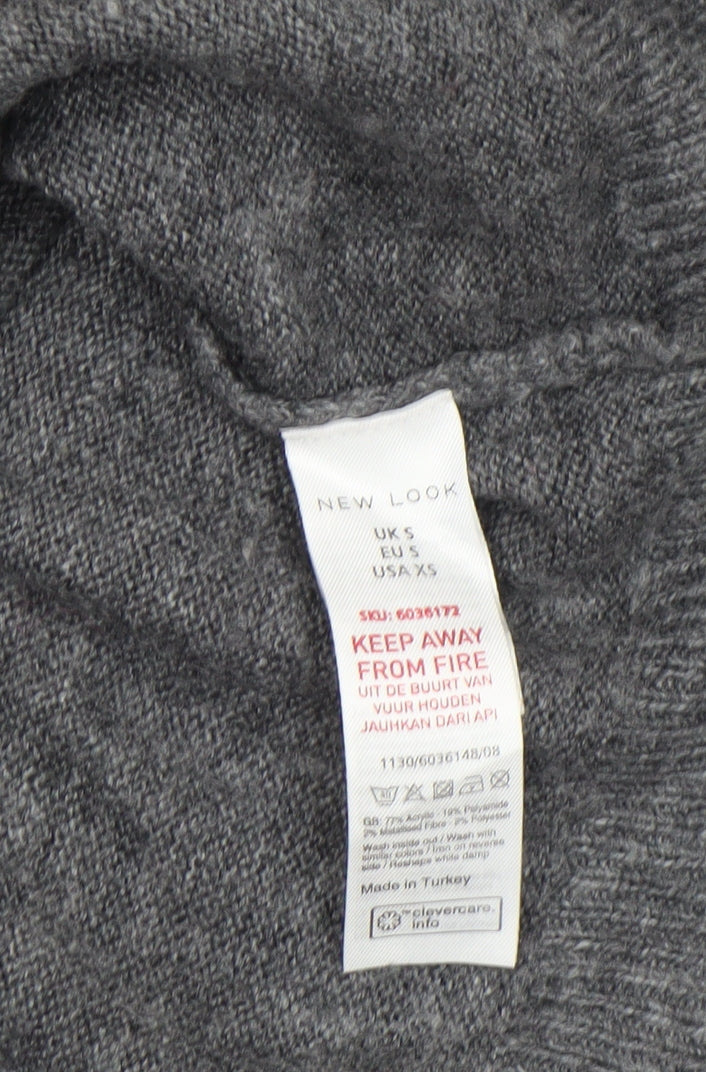 Womens UK Size S New Look Grey Pullover Jumper