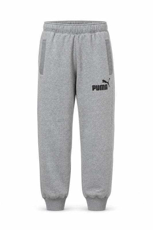 Front view of Puma Men's Grey Small Jogger Sweatpants Cotton Blend