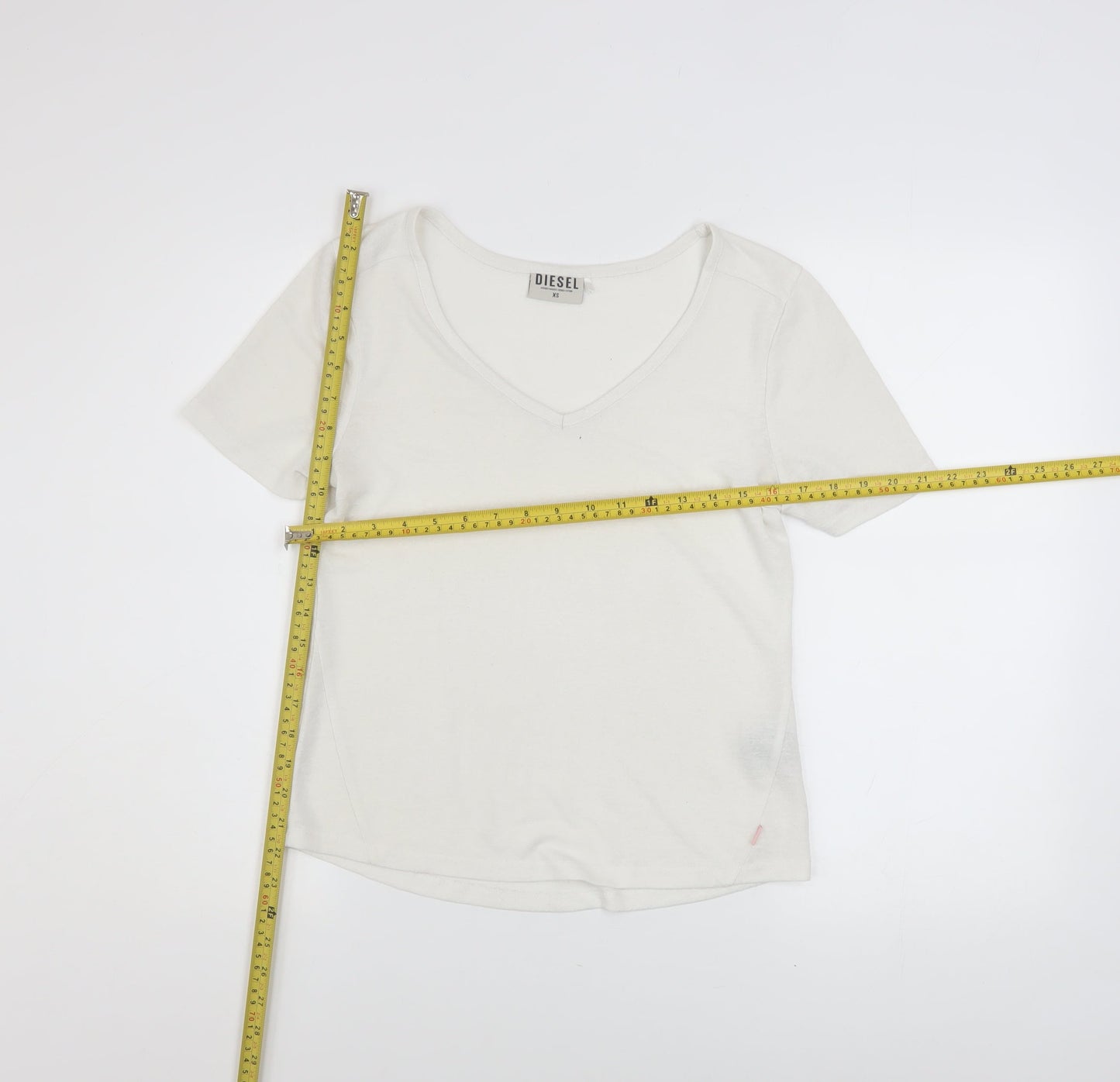 Womens UK Size XS Diesel Ivory Basic T-Shirt