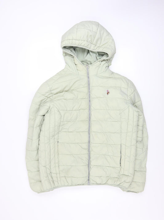 Womens UK Size 14 U.S. Polo Assn. Green Puffer Jacket
