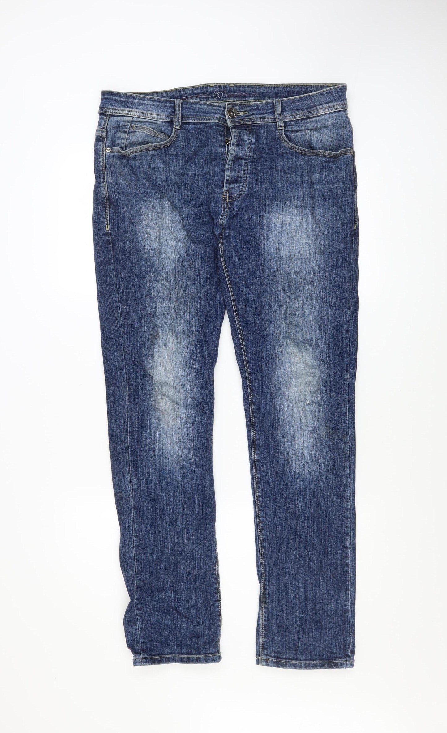 Mens UK Size 32R E J Denim Regular Fit Straight Blue Jeans