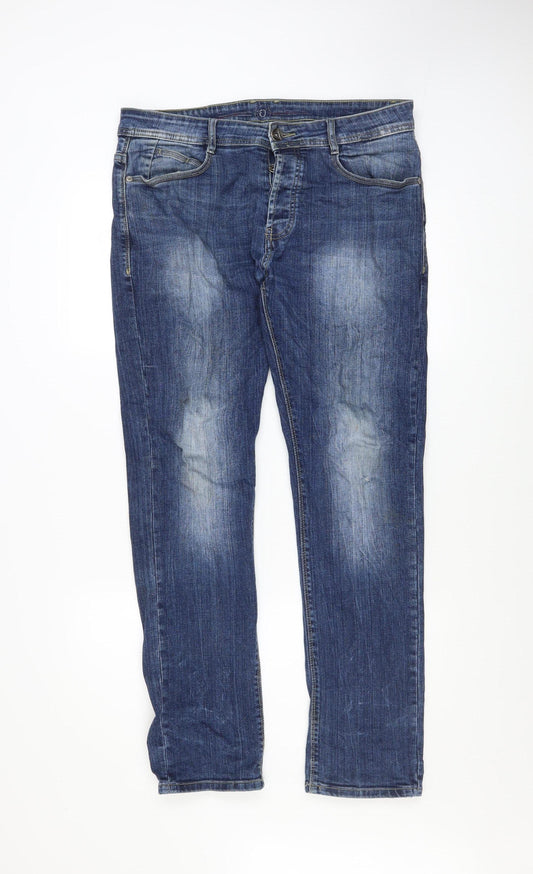 Mens UK Size 32R E J Denim Regular Fit Straight Blue Jeans