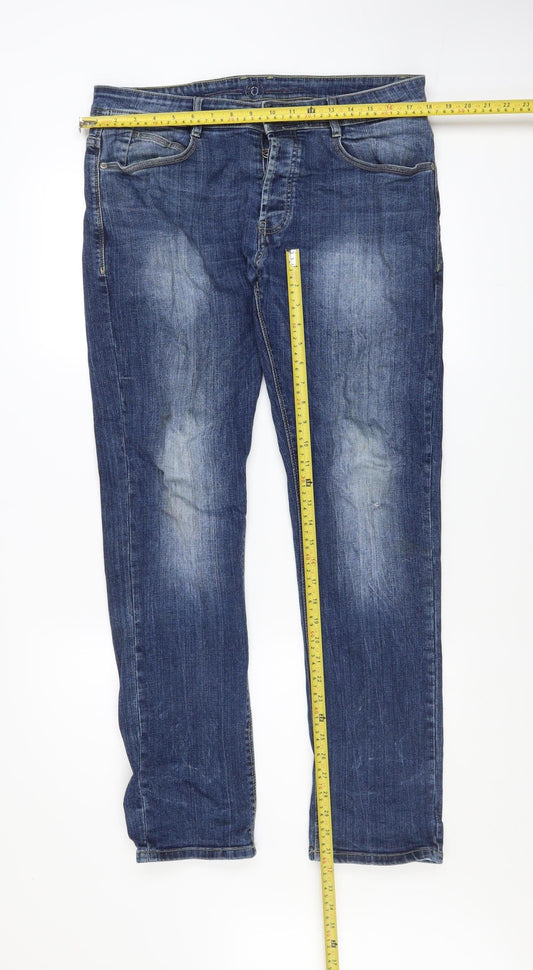 Mens UK Size 32R E J Denim Regular Fit Straight Blue Jeans