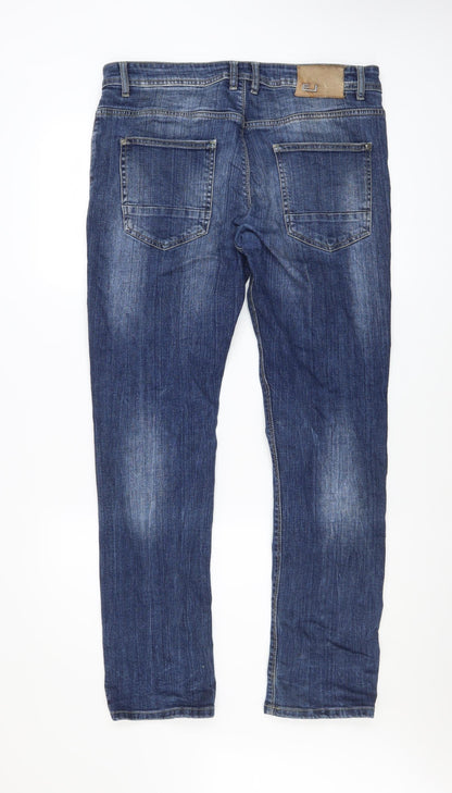 Mens UK Size 32R E J Denim Regular Fit Straight Blue Jeans