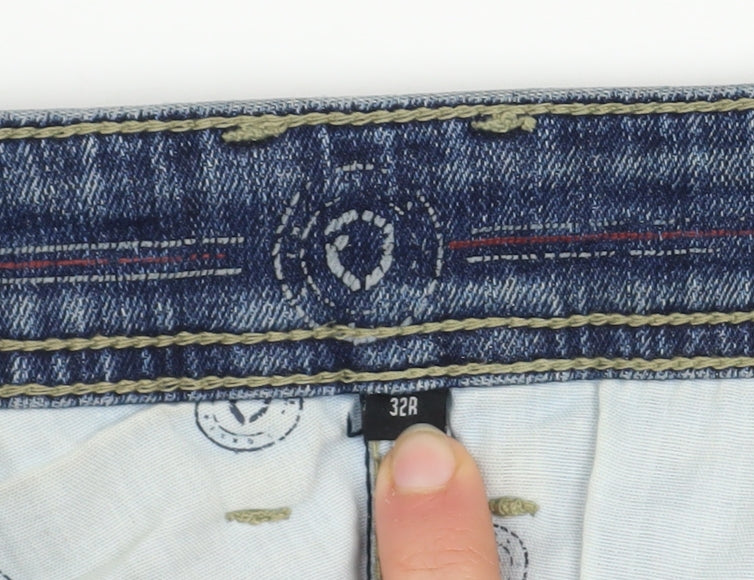 Mens UK Size 32R E J Denim Regular Fit Straight Blue Jeans