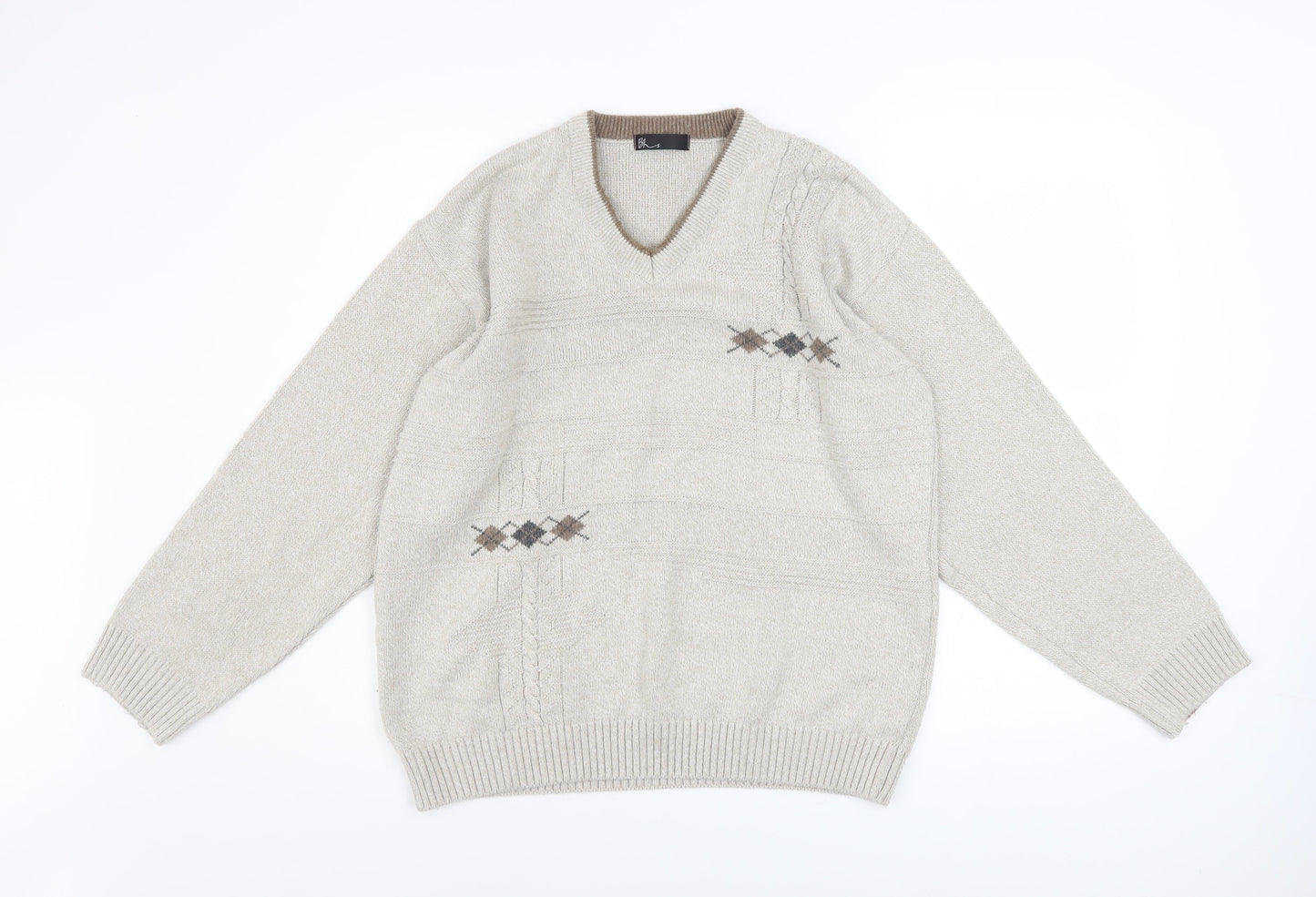 Mens UK Size S BHS Beige Pullover Jumper