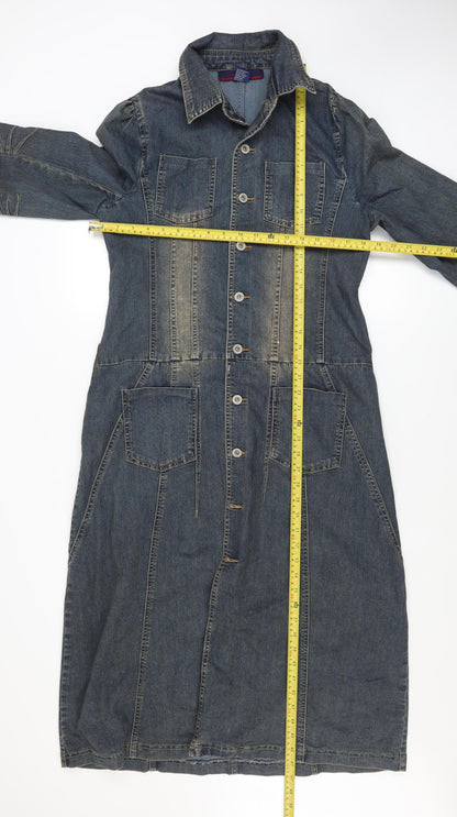 Womens UK Size 14 Flirty Blues Shirt Dress