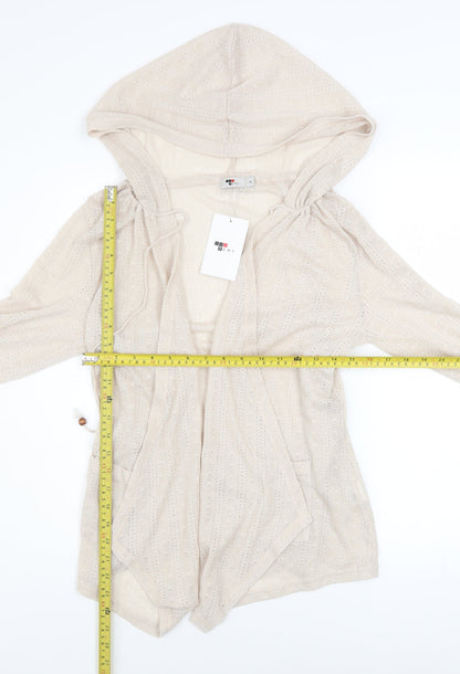 TEMT Womens Beige Hooded Open Knit Long Sleeve Cardigan XL
