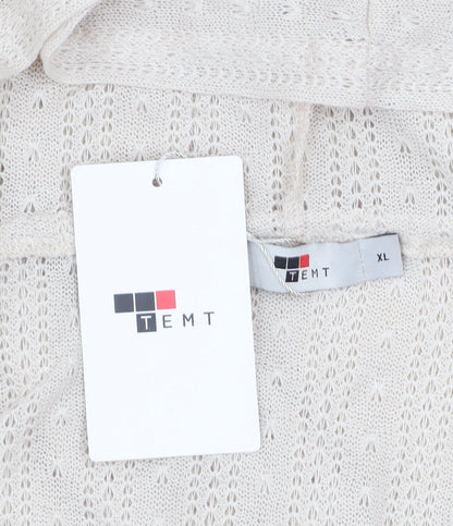 TEMT Womens Beige Hooded Open Knit Long Sleeve Cardigan XL
