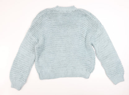 Womens UK Size M Boohoo Blue Pullover Jumper