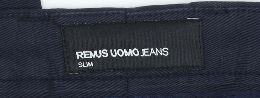 Mens UK Size 34S Remus Uomo Slim Fit Chino Blue Trousers