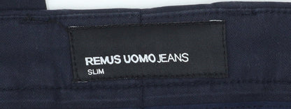 Mens UK Size 34S Remus Uomo Slim Fit Chino Blue Trousers