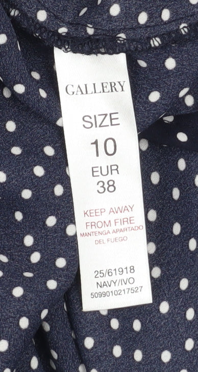 Womens UK Size 10 Gallery Blue Ruffle Blouse