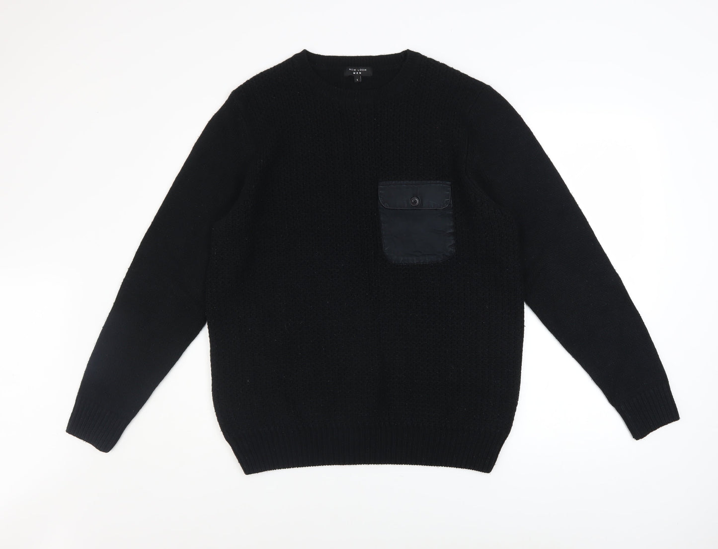 Mens UK Size L New Look Black Pullover Jumper