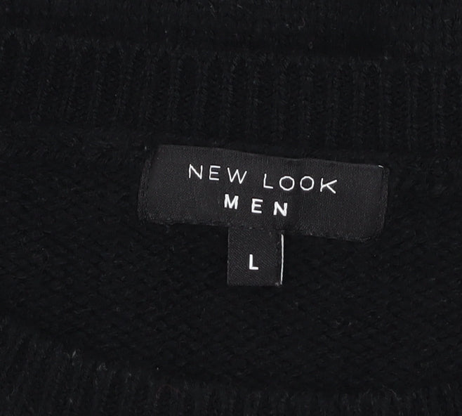 Mens UK Size L New Look Black Pullover Jumper
