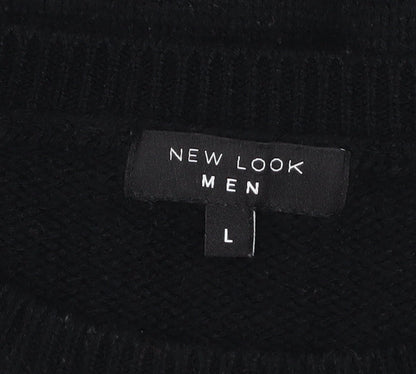 Mens UK Size L New Look Black Pullover Jumper