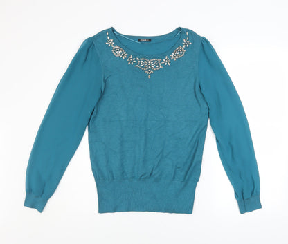 Womens UK Size 12 Roman Blue Pullover Jumper