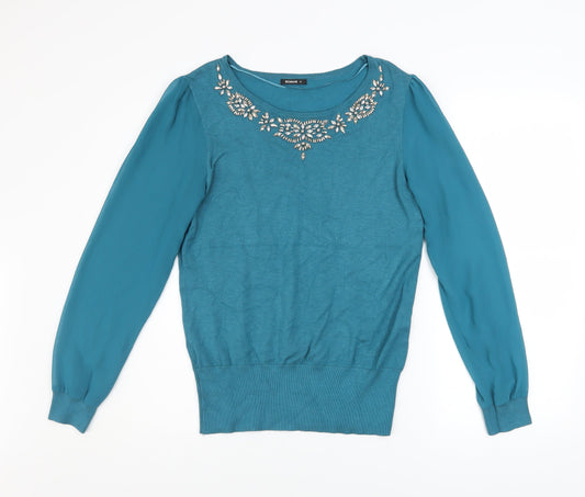 Womens UK Size 12 Roman Blue Pullover Jumper