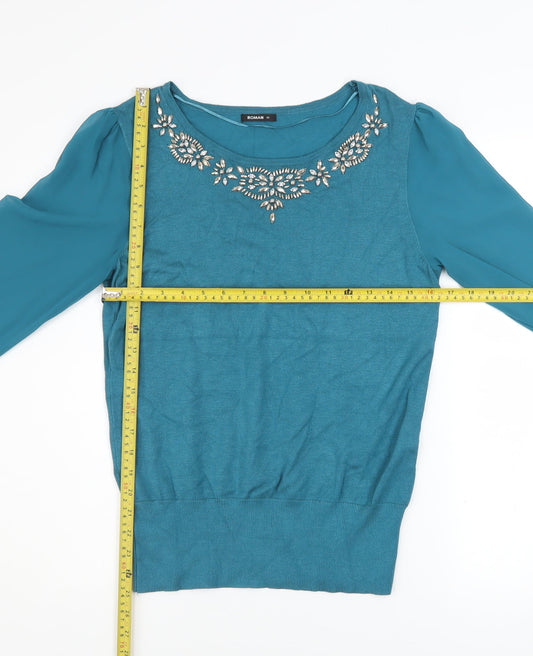 Womens UK Size 12 Roman Blue Pullover Jumper