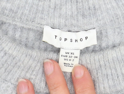 Womens UK Size XS Topshop Grey Pullover Jumper
