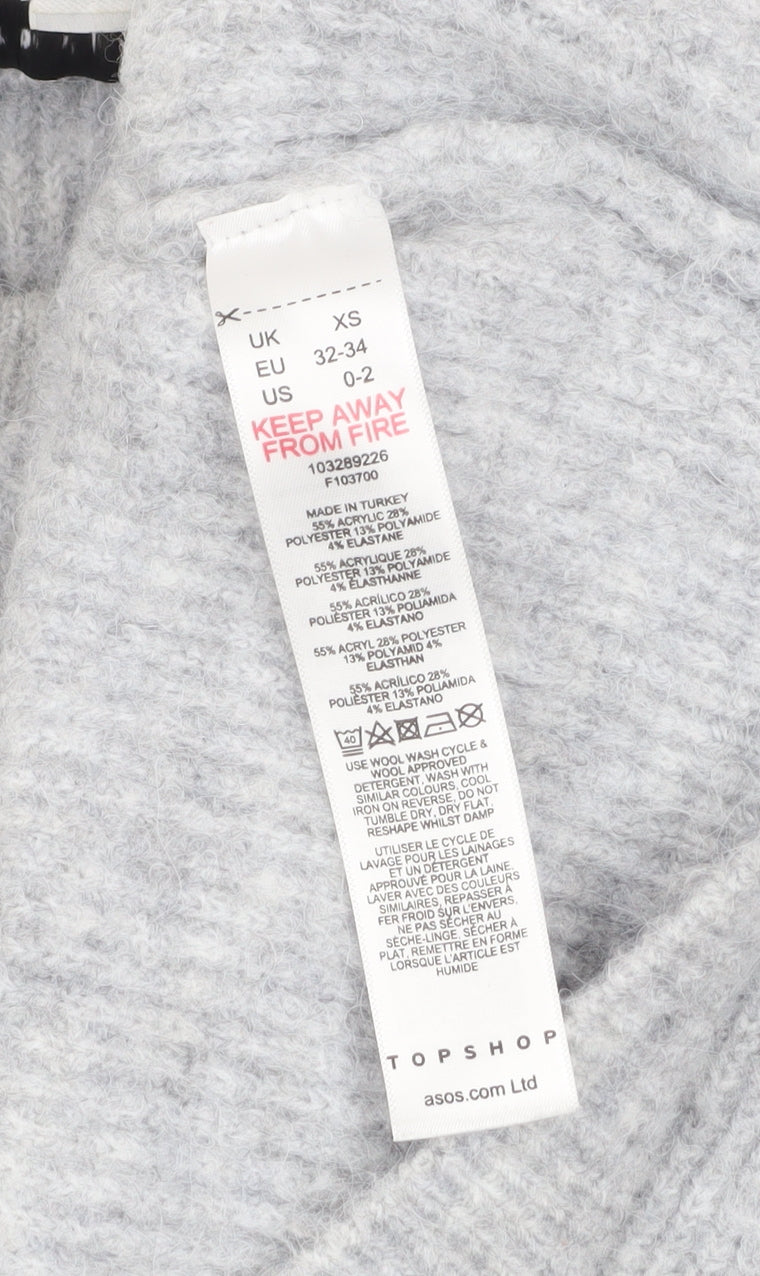 Womens UK Size XS Topshop Grey Pullover Jumper