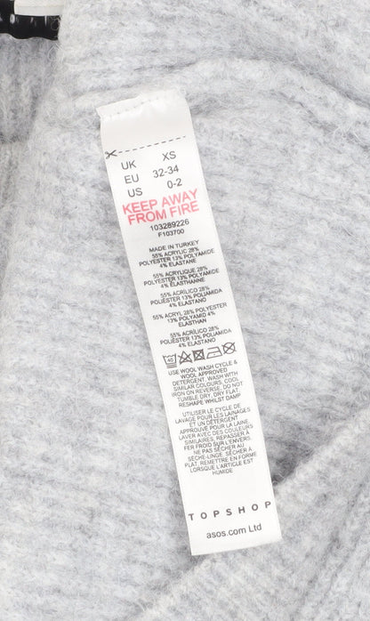 Womens UK Size XS Topshop Grey Pullover Jumper