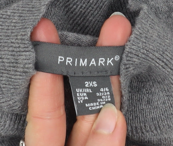 Womens UK Size 2XS Primark Grey Pullover Jumper