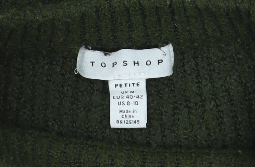 Womens UK Size M Topshop Green Pullover Jumper