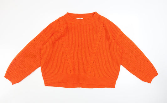 Tu Women’s Orange Cable-Knit Jumper Size 22 Acrylic Knitwear