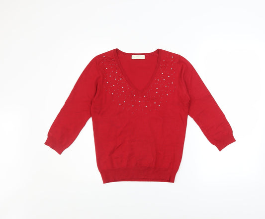 Womens UK Size 10 Marks and Spencer Red Pullover Jumper