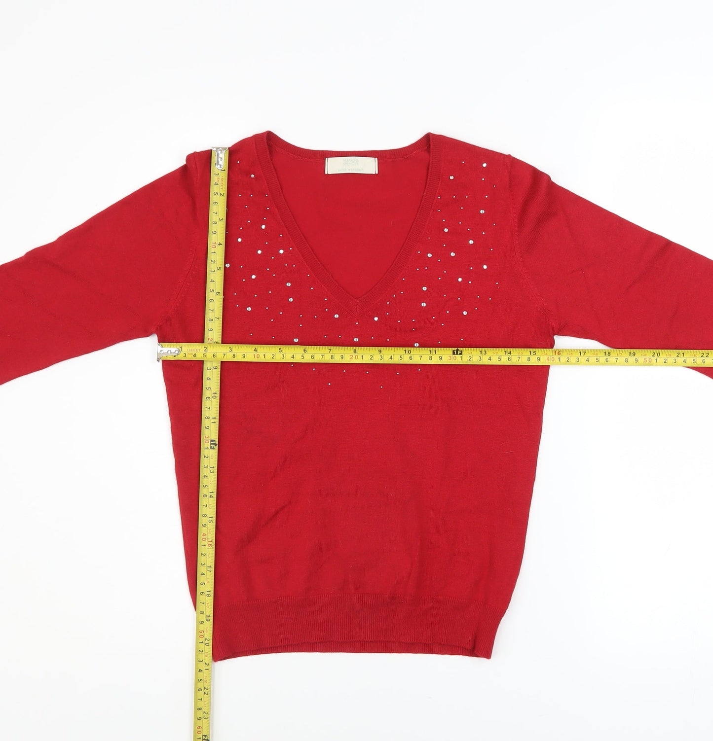 Womens UK Size 10 Marks and Spencer Red Pullover Jumper