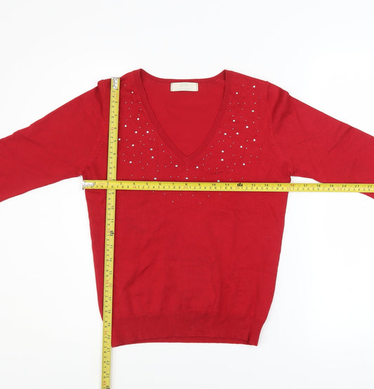 Womens UK Size 10 Marks and Spencer Red Pullover Jumper